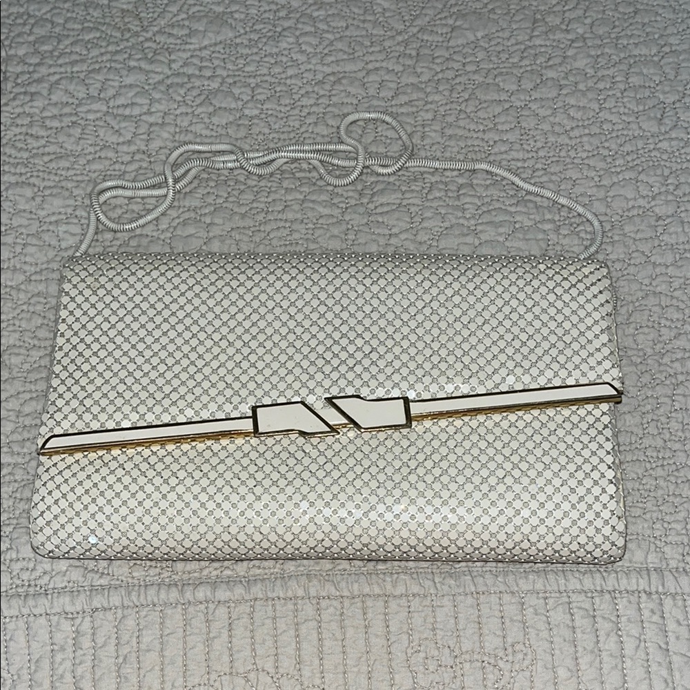 Elegant Beige Metal Meah Clutch , crossbody Bag